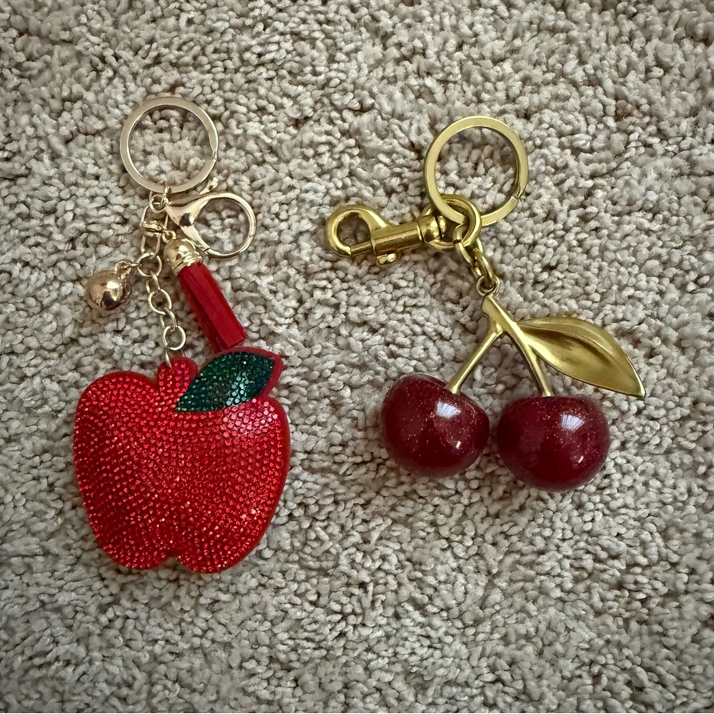 Red Apple and Cherry Keychains